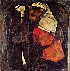 Egon Schiele Famous Paintings - Pregnant Woman and Death